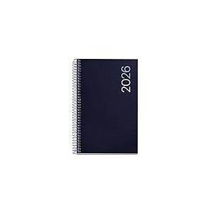 Miquelrius ES-EN-PT &ndash; Agenda journalier 2026 1 jour par page A6+ (117 x 182 mm), couverture souple en polypropyl&egrave;ne, spirale, papier 80 g/m&sup2;, planificateur quotidien, ES-EN-PT, bleu marine