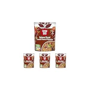 Céréal Bio Quinoa Royal, Tomates Séchées & Piment d'Espelette - Sachet Micro-ondable, Rapide à Réchauffer - Végan et Bio - 220g - 212661 (Lot de 4)