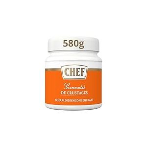 CHEF Concentr&eacute; de Crustac&eacute;s - En P&acirc;te - En Liaison Chaude et Froide - R&eacute;hausse le Go&ucirc;t de Pr&eacute;paration de Crustac&eacute; - Aide Culinaire, Sauce, Fonds, Fumet - Pot de 580g pour 14,5L &agrave; 58L