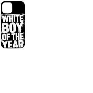 White Boy Of The Year Message Humour Noir Sarcastique Coque pour iPhone 12/12 Pro