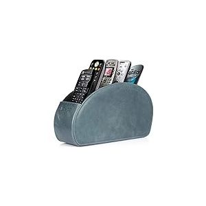 Londo Support de télécommande avec 5 poches - Rangez les télécommandes DVD, Blu-Ray, TV, Roku ou Apple TV - Cuir véritable avec doublure en daim - Rangement fin et compact pour le salon ou la chambre