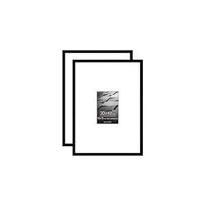 Americanflat Lot Cadre 30x42 cm Noir - Cadre Photo 10x15 cm avec Passe-Partout ou 30x42 cm sans Passe-Partout - Cadre Photo 42x30 cm - Vitre Plexi Poli - Suspension Verticale ou Horizontale