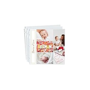 Dunwell Lot de 25 feuilles de recharge pour album photo 30,5 x 30,5 cm – Lot de 250 photos de 10,2 x 15,2 cm, pochettes pour album de scrapbooking à 3 anneaux 30,5 x 30,5 cm, protège-pages de qualité