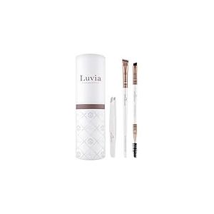Set de pinceaux de maquillage Luvia, Prime Brow Kit, set de pinceaux à sourcils, 2 pinceaux cosmétiques véganes avec pincettes, pinceaux de maquillage