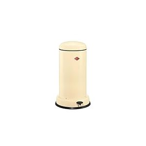 WESCO Poubelle Baseboy de couleur amande, t&ocirc;le d'acier rev&ecirc;tue par pulv&eacute;risation, volume de 20 litres, insert en m&eacute;tal, amortisseur int&eacute;gr&eacute;, p&eacute;dale en m&eacute;tal avec surface de marche en caoutchouc