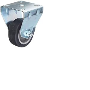 Metafranc 800570 Roulette fixe Ø 50 mm – Plaque 55 x 55 mm – Roue en caoutchouc – Surface de roulement souple – Roulement coulissant – Charge maximale 35 kg/Roulette de transport/Roulette pour