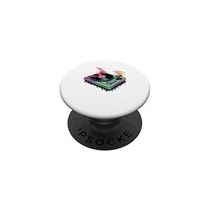 Glitch Art Platine Disque Vinyle Musique PopSockets PopGrip Adhésif