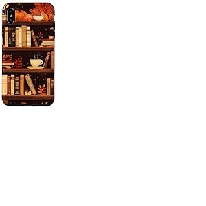 Bookish Étagère rétro d'automne Bibliothèque d'automne Coque pour iPhone XS Max