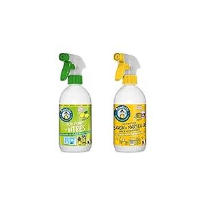 Paulette - Pchi-Pchiiit à Vitres Citron - Alcool Ménager Dégraissant pour Toute Surface en Verre - 500ml & La Terreur Du Menage Savon de Marseille Dégraissant Surpuissant au Bicarbonate, 500 ml