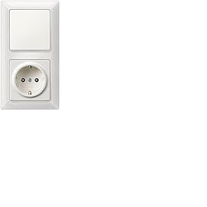 SIEMENS Kit complet avec interrupteur et prise - Insert d'interrupteur, bascule, prise Schuko et cadre double en blanc titane, pour encastré, 5TA2156, 5TG6201,5UB1511, 5TG2552-0