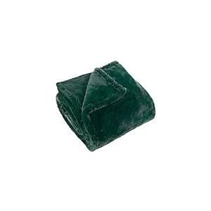 Jeté en fausse fourrure Furn Kallu – Jeté décoratif doux et moelleux avec bordure Oxford (vert aiguille – 130 x 180 cm)