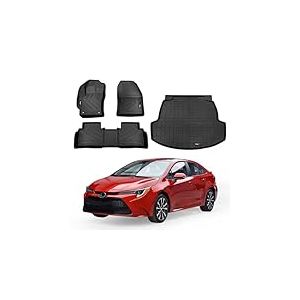 Wqyimat Tapis de plancher de voiture pour Toyota Corolla 2020-2024 et doublure cargo en caoutchouc toutes saisons (tapis de sol Toyota Corolla 2020-2024 + doublure de charge)