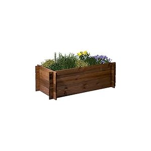 dobar® Grande jardinière surélevée avec système d'emboîtement - Jardinière en Bois Massif - 117 x 58,5 x 38,5 cm - Marron foncé - Pin