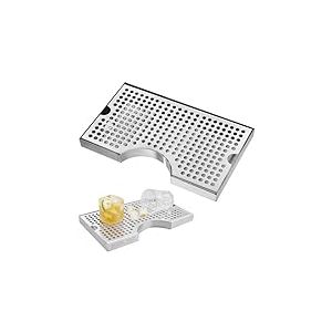 VEVOR Plateau &Eacute;gouttoir pour Colonne &agrave; Bi&egrave;re 30x18x2,5 cm, Plateau d'&Eacute;gouttement en Inox 304 avec 4 Coussinets en Caoutchouc Antid&eacute;rapants et Couvercle Amovible, Bac d'&Eacute;gouttement pour Bar, Caf&eacute;