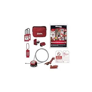 Master Lock MAINTKIT-EN Kit de consignation g&eacute;n&eacute;rale Contenant Cadenas Di&eacute;lectriques, Bloque Disjoncteur, Etiquettes "Warning Equipment has been locked out", Crochet, C&acirc;ble
