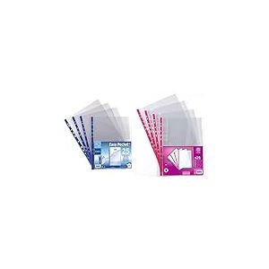 Viquel - Lot de 25 pochettes perforées A4 en plastique - Ouverture en coin - Pochettes transparentes - Bord renforcé & Lot de 25 Pochettes perforées A4 en plastique - Bord renforcée rose 109179-06