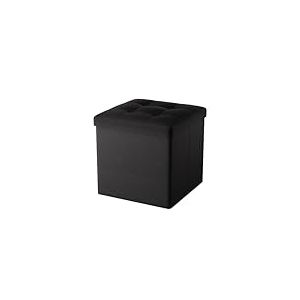 Oak & Tea Pouf Coffre de Rangement Tabouret de Rangement Pliant Repose-Pieds Pouf de Pliable Cube avec Couvercle Amovible pour Salon Chambre Noir 30x30x30cm