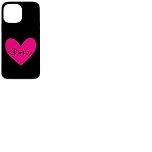 Amelia C&oelig;ur Amelia pour Femme Fille Amie Personnalisable Rose Coque pour iPhone 13 Pro Max