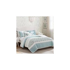 Madison Park Parure de lit 100% Coton, imprim&eacute; Floral, Coutures Double Face, Couvre-lit Bleu Sarcelle Clair, tr&egrave;s Grand lit