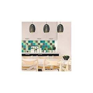 Stickers Carrelage Motif de R&eacute;p&eacute;tition Color&eacute; Azujelos - Carreau de Ciment Mosa&iuml;que Auto-Adh&eacute;sif pour Salle de Bain et Cuisine 20x20cm - 9 Pi&egrave;ces