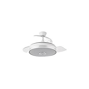 Brightium Ventilateur DC 72 W, 6120 lm, Bluetooth, 3 pales, 6 vitesses, blanc, idéal pour le refroidissement et le confort en intérieur.