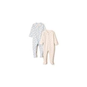 Amazon Essentials x Sofia Grainge Grenouill&egrave;re avec Pieds en Coton Mixte B&eacute;b&eacute;, Lot de 2, Bleu Lapin Ours, 6-9 mois