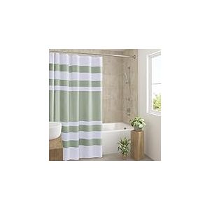 Madison Park Scotchgard Rideau de douche &agrave; tissage gaufr&eacute; pour salle de bain &ndash; Gestion de l'humidit&eacute; &ndash; Rideau de douche moderne de qualit&eacute; spa pour salle de bain &ndash; Standard &ndash; 183 x 183 cm &ndash; Vert sauge