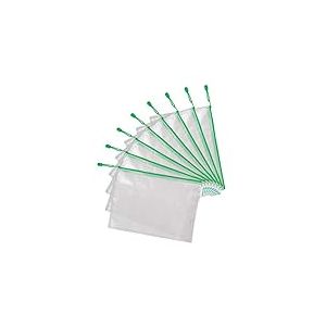 Tarifold Fr 509005- Lot de 8 Pochettes Plastique A4 Zip, Fermeture &eacute;clair Document Chemises transparentes Dossier pour Bureaux, Voyage, &eacute;cole, Maison, Couleur Vert