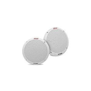 Pyle Haut-Parleur Marin 6,5" Dual – Système Stéréo Extérieur 2 Voies Étanche 400W, Conus Polypropylène Surround Butylcaoutchouc – 1 Paire (Blanc)
