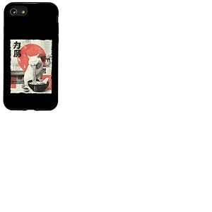 Chat Ramen Esth&eacute;tique Japonais Ukiyo-e Illustration Anime Chat Coque pour iPhone SE (2020) / 7/8