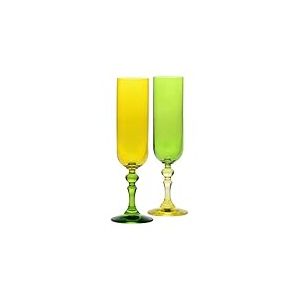 Krosno &ndash; Fl&ucirc;tes &agrave; Champagne et Prosecco color&eacute;es &ndash; 2 x 220 ml &ndash; Collection Bubble &ndash; Vert-Orange &ndash; Cristal sans plomb &ndash; Peintes &agrave; la main