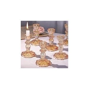 Simeitol Lot de 6 bougeoirs en Verre en Cristal, dor&eacute; pour Bricolage, Festival, f&ecirc;te, d&eacute;coration de Table