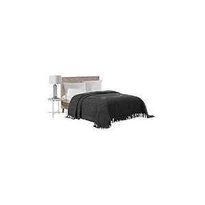 Beatrice Home Fashions Medallion Couvre-lit en Tissu Chenille, pour lit King Size, Gris Anthracite