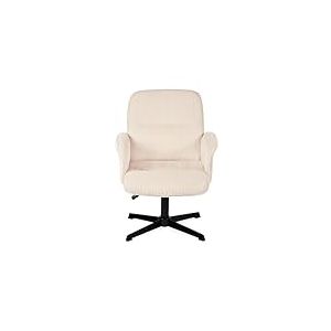 Meuble Cosy Fauteuil de Bureau Chaise de Coiffeuse Ergonomique Si&egrave;ge Pivotant Hauteur R&eacute;glable avec Accoudoir en Velours C&ocirc;tel&eacute; sans roulettes Jambes Crois&eacute;es Capacit&eacute; 120 kg Beige