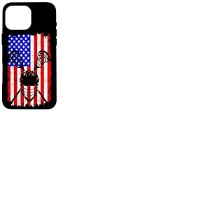 Casque et bâtons Drapeau américain de Crosse Coque pour iPhone 16 Pro Max