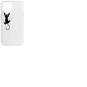 Un chat noir griffant au mur avec ses griffes Coque pour iPhone 14