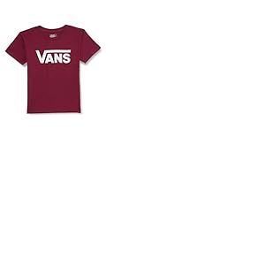 Vans Classic Drop V SS Crew Tee-b T-Shirt, Bordeaux et Blanc, 12-14 Ans Garçon