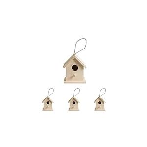 Artemio 10 x 8,5 x 13 cm Nichoir &agrave; Suspendre en Bois, Beige (Lot de 4)