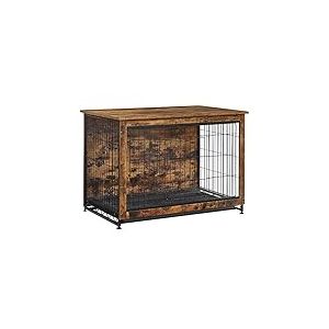 Feandrea Cage pour Chiens, Table d&rsquo;Appoint, Niche Moderne pour Chiens Jusqu&rsquo;&agrave; 32 kg, Cage pour Chiots, Plateau Amovible, Maisonnette pour Animaux, 2 Portes, Marron Rustique PFC003X01