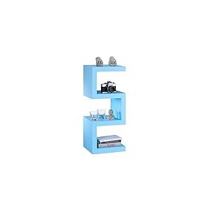 Relaxdays Étagère debout ou couchée rétro zigzag bibliothèque rangement bois livres DVD, Bleu, 30 x 30 x 74 cm