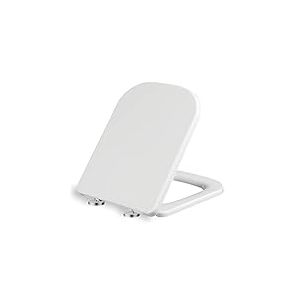 Mass Dynamic Abattant de toilette carré avec fermeture amortie sur le dessus Fix avec un bouton de nettoyage à dégagement rapide pour une meilleure hygiène, siège rectangulaire avec charnières