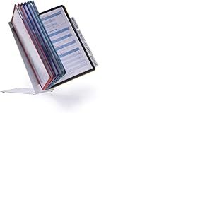 Durable 557000 Vario Table Pupitre Métallique de Table 10 Pochettes pour Consultation et Présentation Documents A4 Coloris Assortis