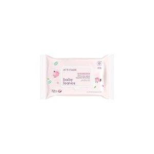 ATTITUDE Lingettes B&eacute;b&eacute; &agrave; l&rsquo;Eau, Certifi&eacute;es EWG VERIFIED, Water Wipes, Sans Parfum, 99% d&rsquo;Eau, Douces pour la Peau, V&eacute;ganes & Test&eacute;es Dermatologiquement, 72 Lingettes