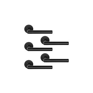 Jdel Lot de 5 jeux de manivelle rosace noire L droite pour portes int&eacute;rieures