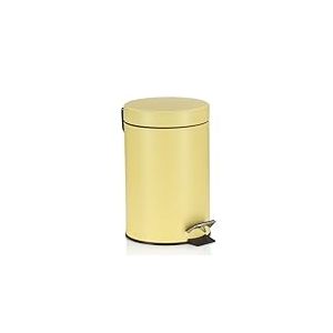 kela Poubelle de salle de bain - Jaune - 3 l - En métal - Avec seau intérieur et anse de transport - Monaco - Jaune soleil mat