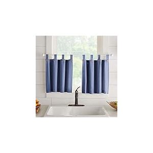 Elrene Home Fashions Tucker Solid Lot de 2 Rideaux de fenêtre à Boutons pour Cuisine ou Salle de Bain, 76,2 x 91,4 cm, Bleus