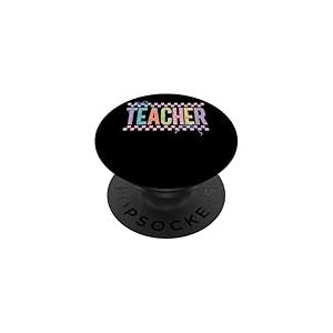 Motif damier arc-en-ciel pour enseignant PopSockets PopGrip Adhésif