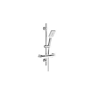 Görbach Colonne de Douche avec Étagère Douche, Barre de Douche INOX 70 cm Ensemble de Douche avec Douchette à main 3 Jets et Tuyau pour Salle de Bain, Rectangulaire, Chromée