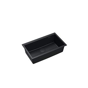QUADRON Evier cuisine 1 bac Granit | Taille 70 x 37 x 23,5 cm Couleur: Carbone Pur + Carbone Pur (Evier Encastrable) | LOGAN 110 Evier de cuisine simple | Lavabo Evier de cuisine en granit