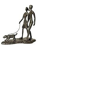 Konjouror Sculpture en Fonte pour Couple et Chien, décoration Artistique Romantique en métal, Statue d'amour de Famille, Cadeaux pour Couple